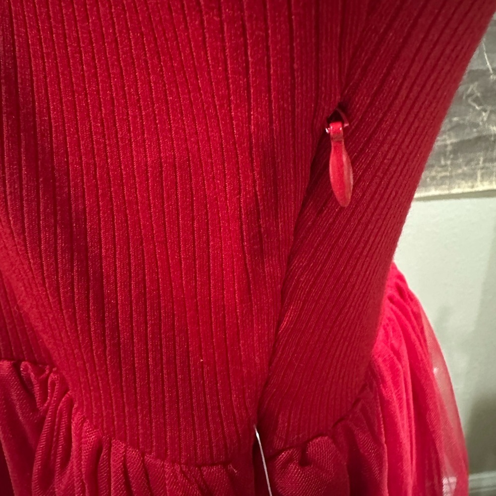 Ivy City Co Short Cosette Dress Red Tiered Tulle Ribbed Knit Size 1X NWT - Picture 9 of 11